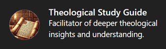 A thumbnail for the Theological Study Guide custom GPT with an icon of an open scroll in a library illuminated by a candle, and a description that reads: Facilitator of deeper theological insights and understanding.